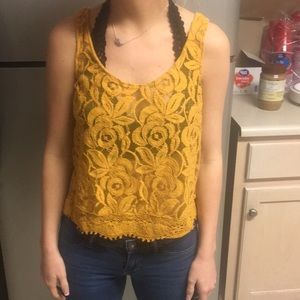 Yellow Lace Crop Top